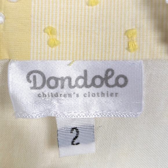 Dondolo Bubble Romper Yellow Buttercup Swiss Dot Girls Sz 2 Lace Preppy Boutique - Picture 5 of 6